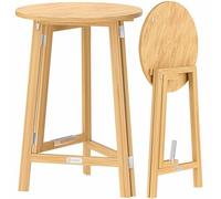 Casaria Mange Debout Table Haute | Plateau Ø78cm x H111cm, Intérieur/Extérieur, Robuste et Élégante, structure robuste bois, mange-debout pliant