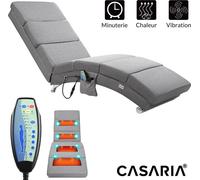 Casaria Méridienne London Chaise longue d’intérieur design avec fonction de massage chauffage Fauteuil relax salon gris