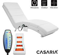 Casaria Méridienne London Chaise longue d’intérieur design avec fonction de massage chauffage Fauteuil relax salon blanc