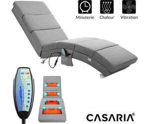 Casaria Méridienne London Chaise longue d’intérieur design avec fonction de massage chauffage Fauteuil relax salon gris