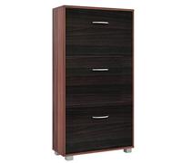 Casaria Meuble à Chaussures 3 abattants 115x60x24cm Armoire de Rangement 18 Paires Étagère Couloir entrée Brun Noir