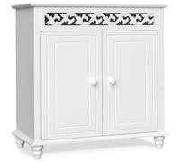 Casaria® Meuble de Rangement Blanc, Commode en Bois Vintage, 2 Portes, Buffet Bas Polyvalent, Style Classique, Motifs sculptés - Idéal Salon, Entrée, Dressing ou Chambre - 76x65x35 cm