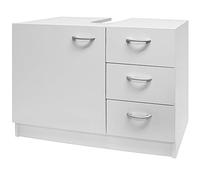 Casaria Meuble de Rangement sous évier Blanc | meuble salle de bain lavabo, 3 tiroirs rangement, panneaux fibre de bois, buanderies, facile d'entretien, meuble de rangement