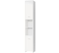Casaria® Meuble Salle De Bain avec 6 Compartiments, Colonne de Rangement Blanche avec 2 Portes, 180x30x30 cm, Étagère Rangement Élégante, Armoire