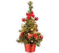 CASARIA® Mini Sapin de Noël Artificiel 36cm Guirlande Lumineuse 10 LED Blanc-Chaud minuteur 6h/18h Arbre de Noël décoré réutilisable Vert