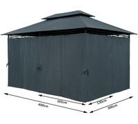 CASARIA® Pavillon de jardin 3x4m Topas métal hydrofuge protection UV 50+ parois latérales robuste tonnelle de jardin extérieur pergola tente anthracite