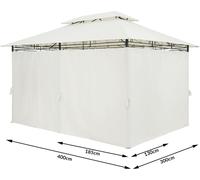 CASARIA® Pavillon de jardin 3x4m Topas métal hydrofuge protection UV 50+ parois latérales robuste tonnelle de jardin extérieur pergola tente crème