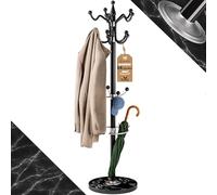 Casaria® Porte-manteau avec socle Noir en marbre 14 crochets 37x37x175cm portemanteau sur pieds stable tête pivotante