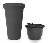 Casaria® Pot de Fleurs XXL Anthracite 42L Bac à Plantes 63x40cm Rond résistant à l'hiver Jardin terrasse Cache-Pot Bac à Fleurs