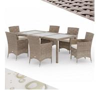 CASARIA® Salon de jardin 6 personnes polyrotin beige
