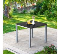 CASARIA® Salon de jardin aluminium 4 chaises pliantes 1 table 90x90cm dossier réglable 8 positions ensemble de jardin terrasse balcon extérieur argent