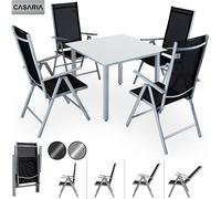CASARIA® Salon de jardin aluminium 4 personnes table 90x90cm résistant aux intempéries pliable terrasse ensemble de jardin blanc anthracite Bern
