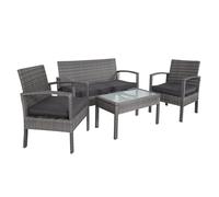 Casaria® Salon de Jardin en Polyrotin Anthracite 4 Personnes 2 chaises 1 Banc Meubles d'extérieur Jardin terrasse Balcon
