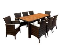 CASARIA® Salon de jardin en Polyrotin Brun 8 places meuble extérieur mobilier terrasse en résine tressé ensemble repas extérieur