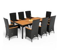 CASARIA® Salon de jardin en Polyrotin et bois Acacia 8 personnes mobilier de jardin meubles d'extérieur en résine tressé