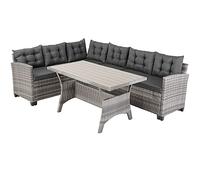 Casaria Salon de Jardin en polyrotin Gris 6 Personnes Mobilier de Jardin avec Coussins Meuble Extérieur Mobilier de Terrasse Patio