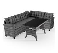 Casaria Salon de Jardin en polyrotin Gris 8 Personnes Mobilier de Jardin avec Coussins Meuble Extérieur Mobilier de Terrasse Patio
