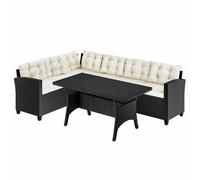 Salon de jardin lounge en polyrotin Canapé d'angle avec table 6 personnes Salon d’angle extérieur modulable