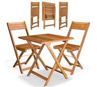 CASARIA® Salon De Jardin Exterieur - Petit Salon De Jardin Pliable En Bois D'acacia, 1 Table, 2 Chaises, Résistant Aux Intempéries, Intérieur Extérieur, Design Intemporel, Montage Rapide