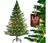 CASARIA® Sapin de Noël Artificiel 140 cm Vert Guirlande Lumineuse LED Arbre Imitation Parfaite PE 470 Branches Pied métal décoration réutilisable