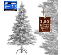 CASARIA® Sapin de Noël Artificiel 180 cm Blanc Pied métal 705 Branches PVC décoration de noël Montage Rapide fêtes Arbre réaliste réutilisable