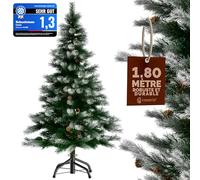 CASARIA® Sapin de Noël Artificiel 180 cm Neige Artificielle Pied 810 Branches Pommes de pins PVC décoration noël Artificiel réaliste réutilisable
