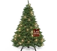 CASARIA® Sapin de Noël Artificiel Premium M 140cm avec Guirlande Lumineuse Support métal Arbre de noël Imitation Parfaite densité Branches