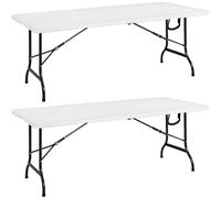 CASARIA® Set 2 Tables de Camping Pliantes Plastique rectangulaires Buffet Pique-Nique 8 Personnes intérieur extérieur