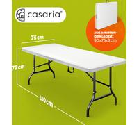 CASARIA® Set 2 tables de camping pliantes plastique rectangulaires buffet pique-nique 8 personnes intérieur extérieur