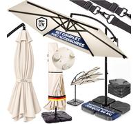 CASARIA® Set complet Parasol de jardin extérieur 350cm Crème