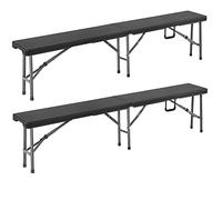 Casaria Set de 2 bancs de Jardin Pliables 180cm Acier Aspect polyrotin bac d'extérieur Camping Vacances Pique-Nique Anniversaire