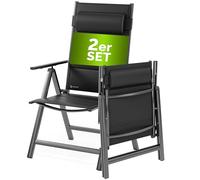 Casaria Set de 2 chaises de Jardin Aluminium Dossier réglable 8 Positions Rembourrage Max. 120kg Chaise à Dossier Haut Chaise Pliante terrasse Anthracite