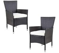 Casaria Set de 2 chaises de Jardin en polyrotin 88 x 59 x 59 cm Brun Fauteuils avec Coussins 7 cm Mobilier de Jardin extérieur