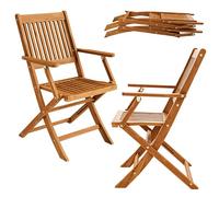 Set de 2 chaises de jardin pliantes "Sydney" bois d'acacia certifié FSC salon de jardin accoudoirs pliable chaise de table de jardin balcon terrasse