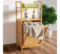 CASARIA® Set de 2 meubles de salle de bain 2 en 1 avec panier à linge intégré et corbeille amovible 36 L en bambou 90 x 40 x 35 cm