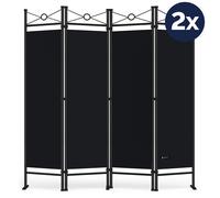 Casaria Set de 2 Paravent Lucca Noir 180x163cm séparateur brise-vue lavable