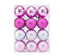 Casaria® Set de 24 Boules de Noël en Plastique Robuste Décoration pour Sapin Rose Ø 6cm Décoration de Noël intérieur