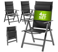 Set de 4 chaises de jardin aluminium dossier réglable 8 positions rembourrage max. 120kg chaise à dossier haut chaise pliante terrasse anthracite