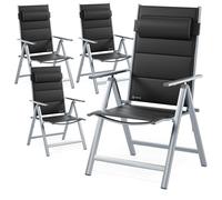 Set de 4 chaises de jardin aluminium dossier réglable 8 positions rembourrage max. 120kg chaise à dossier haut chaise pliante terrasse argent