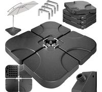 CASARIA® Set de 4 Dalles de Lestage en HDPE pour Parasol avec Pied en croix Base 105x105cm Remplissable avec 60L d’Eau ou 80kg de Sable Support de parasol