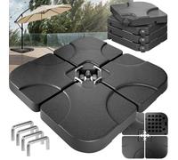 CASARIA® Set de 4 Dalles de Lestage pour parasol HDPE 105x105cm Remplissable avec 60L d’Eau ou 80kg de Sable Support de parasol