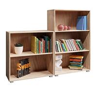 Casaria Set d'étagères bibliothèque chêne Vela Meuble de Rangement 2 Niveaux 3 Niveaux pour Salon Bureau Chambre