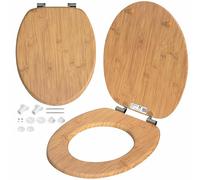 CASARIA® Siège de WC Bambou système d'abaissement automatique MDF abattant standard salle de bain lunette couvercle toilette