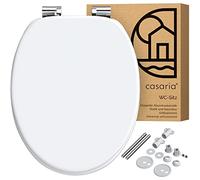 CASARIA® Siège de WC Blanc système d'abaissement automatique MDF abattant standard salle de bain lunette couvercle toilette