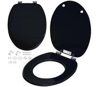 CASARIA® Siège de WC Noir système d'abaissement automatique MDF abattant standard salle de bain lunette couvercle toilette