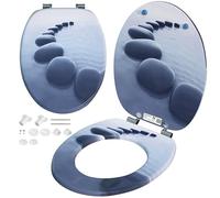 CASARIA® Siège de WC Pierres système d'abaissement automatique MDF abattant standard salle de bain lunette couvercle toilette