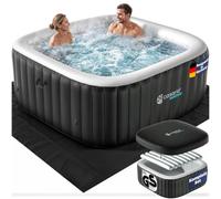 CASARIA® Spa gonflable carré 6 places 178x178cm avec 140 duses Intérieur extérieur Eau max 42°C Filtration et couverture isolante