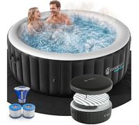 CASARIA® Spa gonflable rond 4 places Ø163cm avec 100 duses Intérieur et extérieur Filtration et couverture isolante