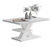 CASARIA® Table basse blanche 90x60x45cm Table de salon 50kg Table basse moderne design Rangement intérieur