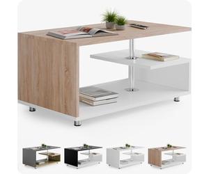Casaria® Table Basse Design 95x55x50cm Blanc chêne Table de Salon rectangulaire Moderne 50kg avec Plusieurs Niveaux de Rangement